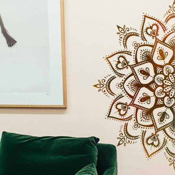 Wall Decor | Half Mandala Wall Decal Lotus Yoga Studio Om Namaste Boho ...